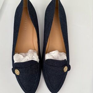 Talbots denim gold medallion flats new size 9.5 medium width rubber sole